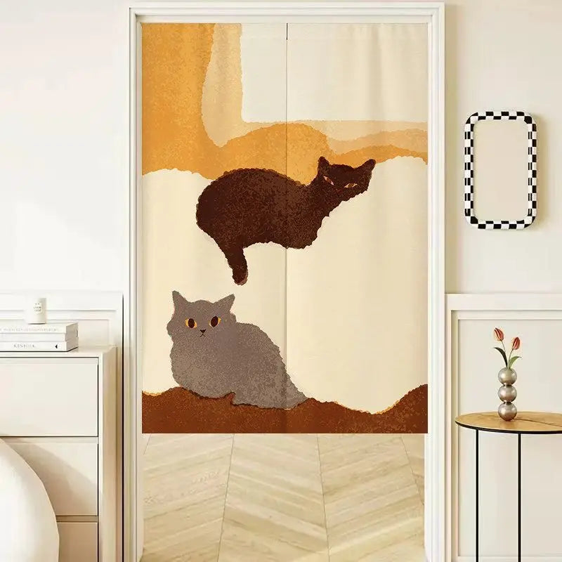 rideau porte japonais tissu moderne motif chaton adhésif cuisine salle bain intérieur