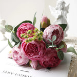 bouquet fleurs artificielles rose pivoine gypsophila mariage anniversaire décoration intérieureextérieur 30cm