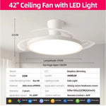 ventilateur moderne blanc led pales télécommande ac220v invisible lumineux cuisine
