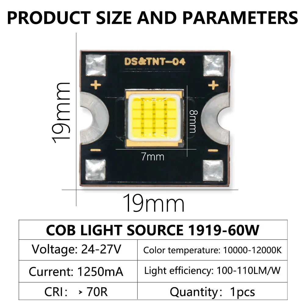 projecteur led cold white 60w 24v 19x19mm carré grille technique đèn trang trí