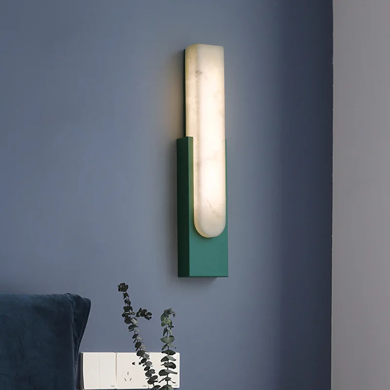 applique murale led marbre noir blanc moderne salon chambre couloir doré flux luminescent