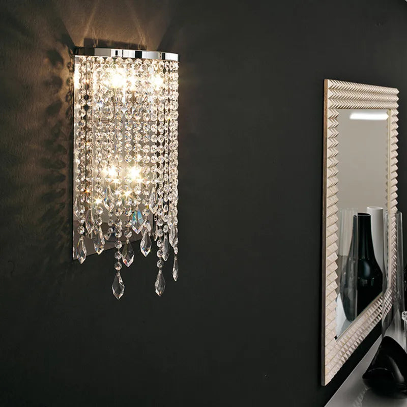 lampe suspendue cristal or moderne élégante chaînes transparentes salon salle manger
