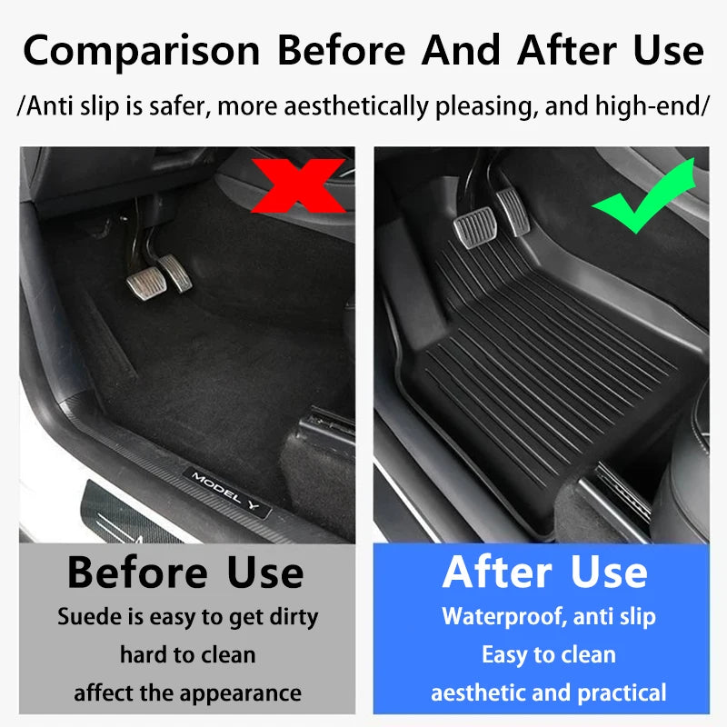 tapis sol voiture tesla model 2025 imperméable anti dérapant noir moderne