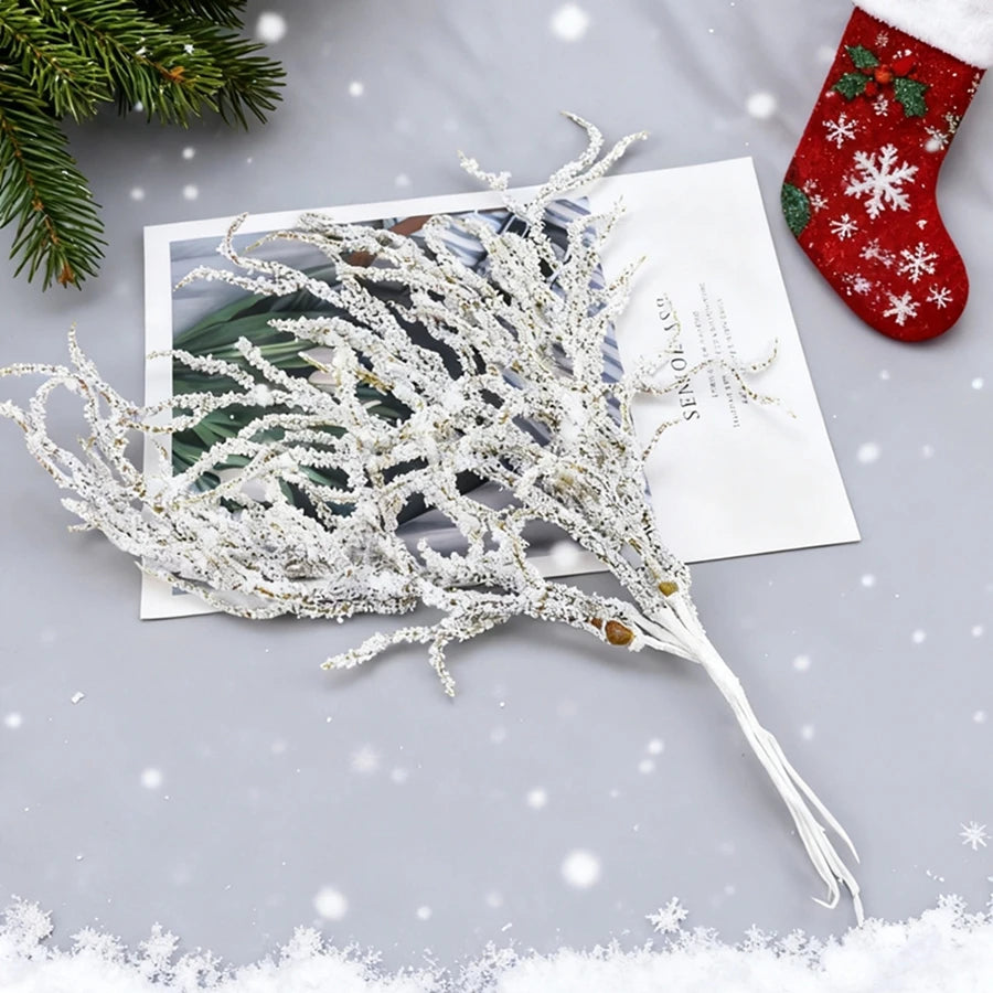 branches artificielles blanches glitter modernes décoration hiver boules noel guirlandes lumineuses argentées festiveextérieur