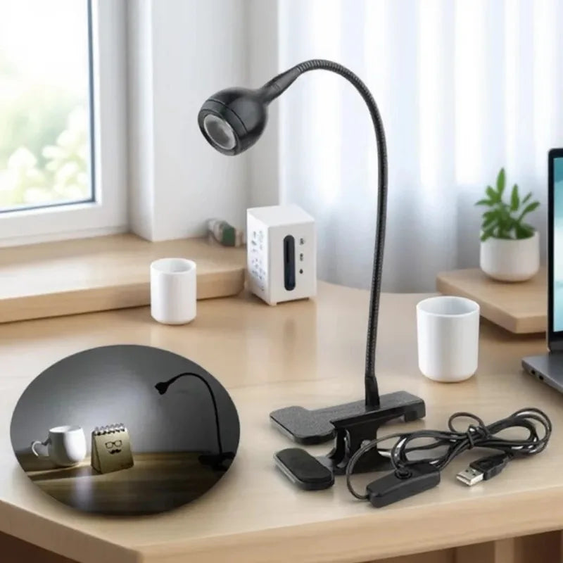 lampe flexible noir clip usb moderne lecture étude chambre chevet