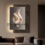tableau mural abstrait led moderne blanc gris noir contemporain fixé mur dimmable