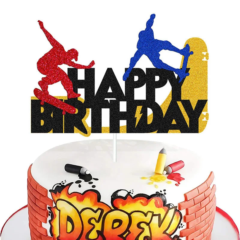 décoration gâteau lettres sports icônes happy birthday musique fête pique