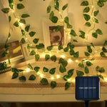 guirlande lumineuse solaire feuilles vertes lumières blanches moderne adhésif panneau solaire décoration extérieure noël