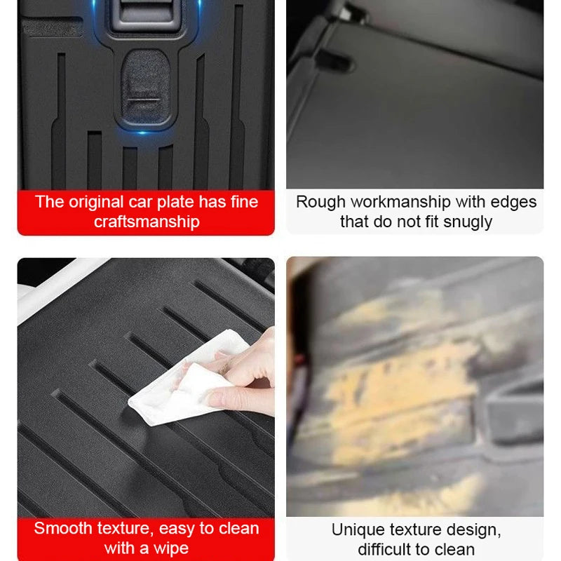 tapis sol voiture tesla model noir rayures horizontales moderne résistants lusure 10pcs sets