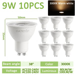 projecteur led gu10 9w blanc moderne 120 degrés 3000k 4000k 6000k transparent salon