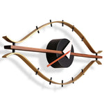 horloge murale moderne or noir bois quartz aiguille minimaliste lignes courbesDecorationMuraleSalleToileUnique