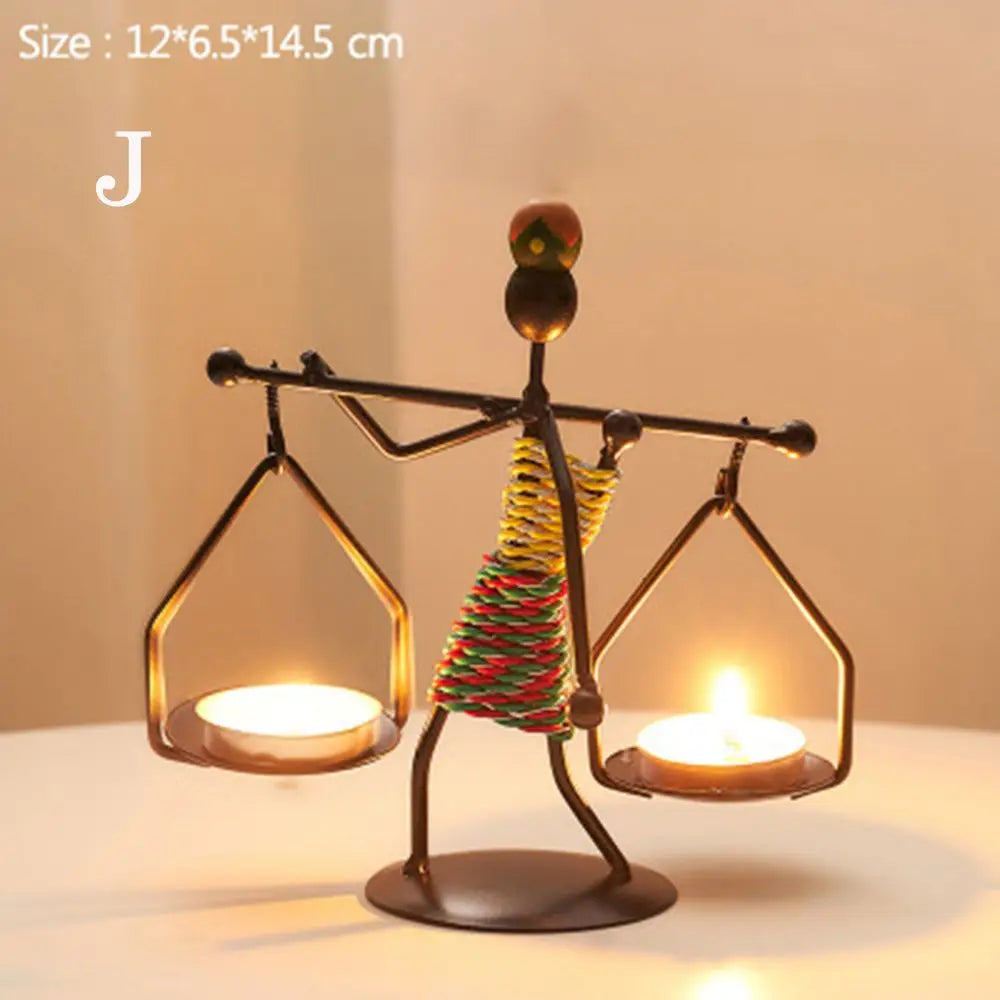 Statues décoratives métal noir beige marron artisanal moderne abstract character sculptural decoration vintage