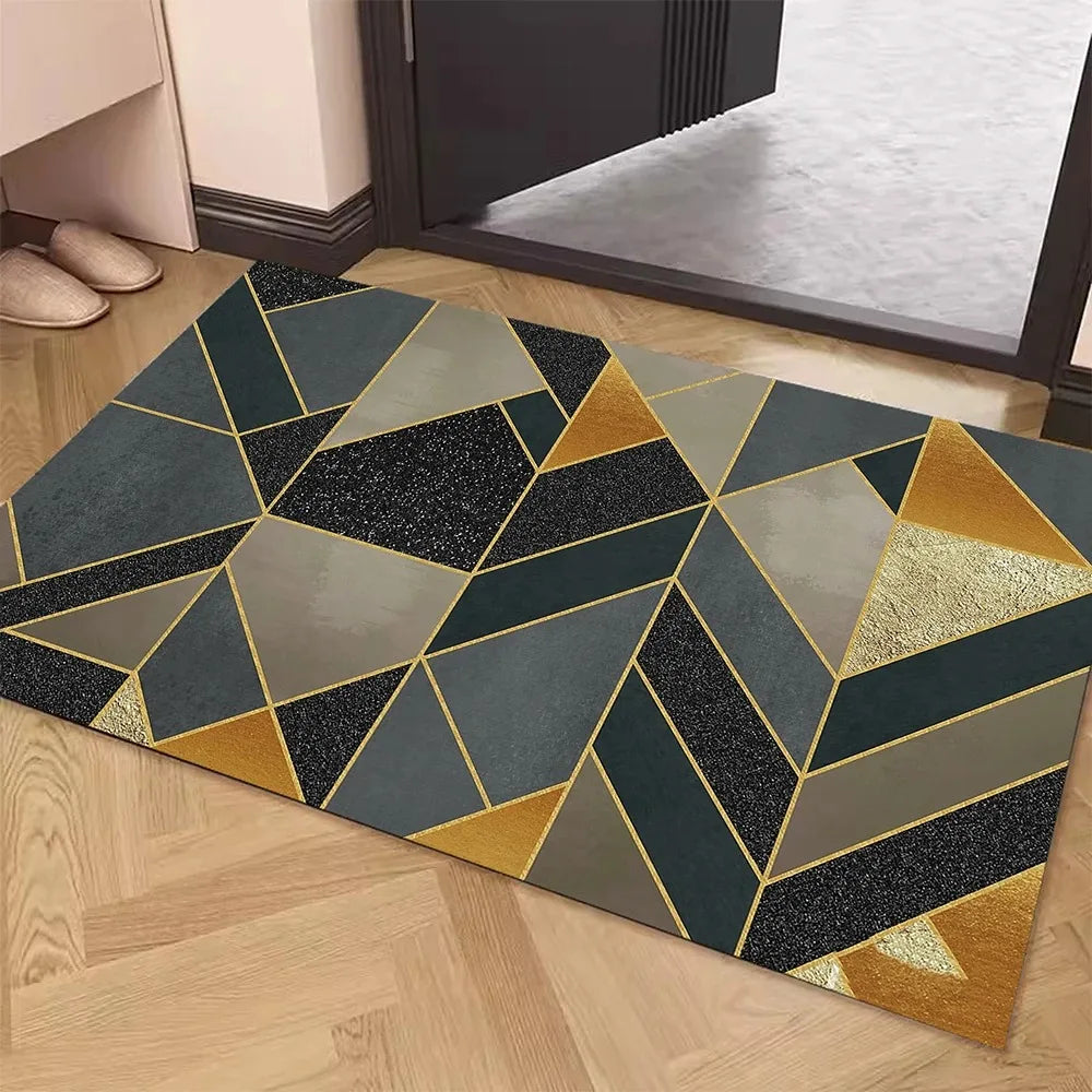 tapis gris moderne géométrique antidérapant salon porte 40x60cm 50x80cm polyester