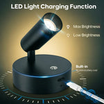lampe murale spot magnétique rechargeable led noir moderne vis usb rechargement