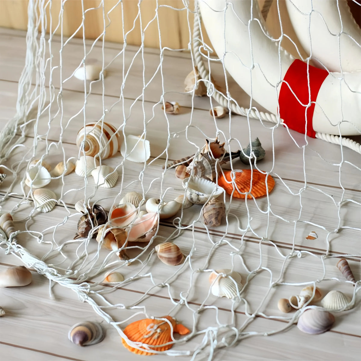 décoration murale filet pêche maille fine coquillages marine décoration plage maison fête