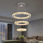Suspension lumineuse moderne acier inoxydable blanc doré strass brillant 20+ LED dimmable télécommande