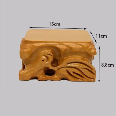 support bois sculpté statue bouddha vase décoration intérieure rustique marron foncé artisanal