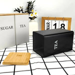 boîtes rangement sucre thé bambou noir blanc couvercle métal minimaliste respectueux environnement