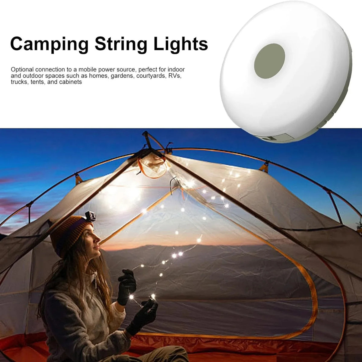 guirlande lumineuse portable extérieure led rechargeable camping modes éclairage flexible neon strips