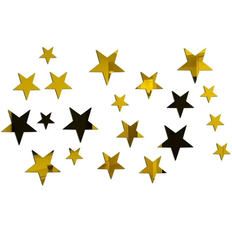 décoration murale stickers étoiles argent doré noir bleu blanc adhésif moderne chambre salon 20pcs
