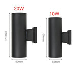 lampe murale led moderne 10w 20w noir mat ip65 étanche 90mm 160mm