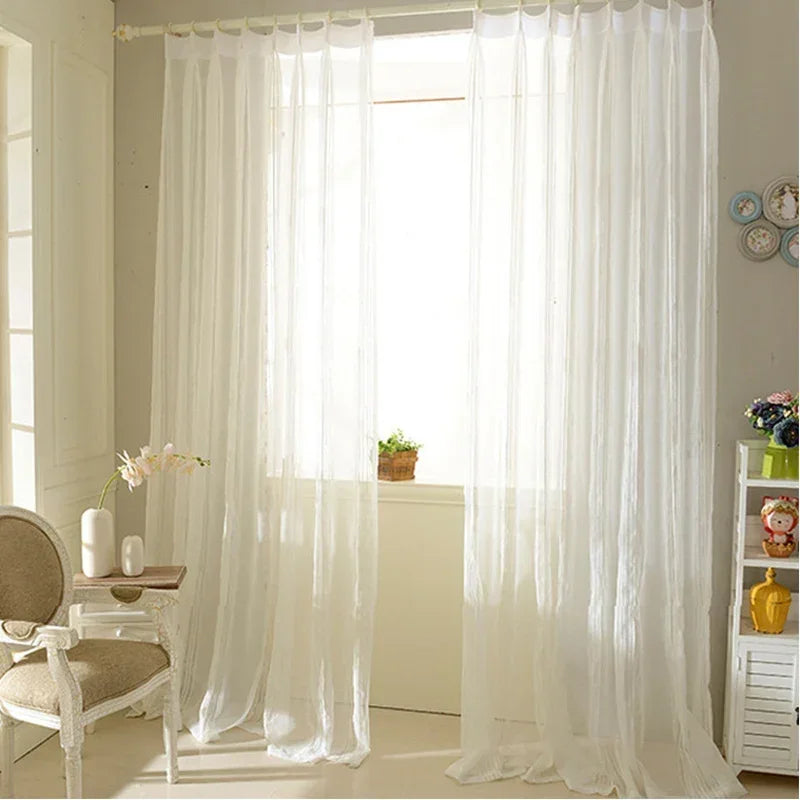 rideau blanc rayé semi transparent moderne clips suspension salon chambre française