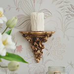 support mural bougie doré ornement végétal classique fixation murale bougie blanche decoration antique européen