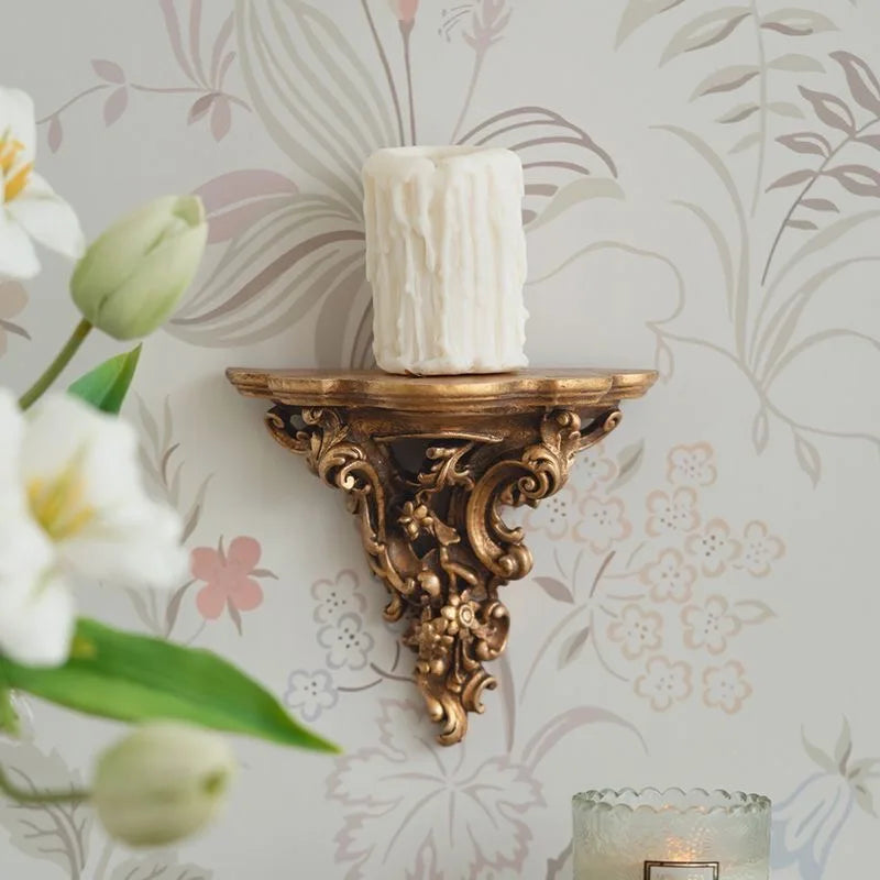 support mural bougie doré ornement végétal classique fixation murale bougie blanche decoration antique européen