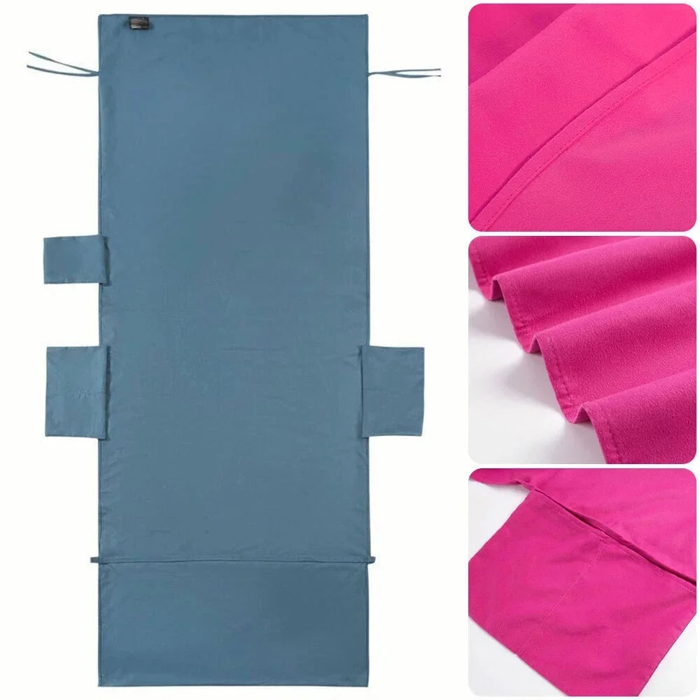 couverture chaise plage rose vif bleu marine uni moderne poches poignées adjustable polyester