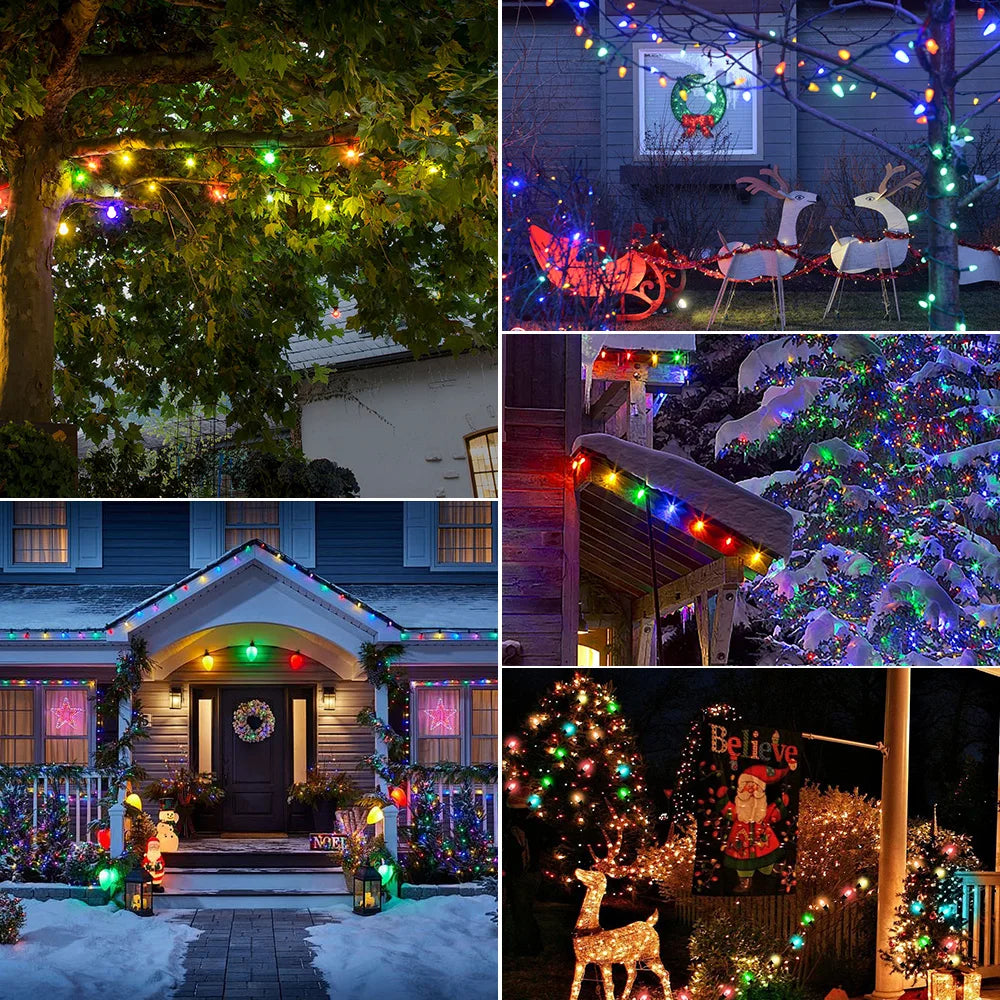 guirlande led c7 multicolore transparente moderne 25ft 65ft extérieure clips adaptable patio jardin