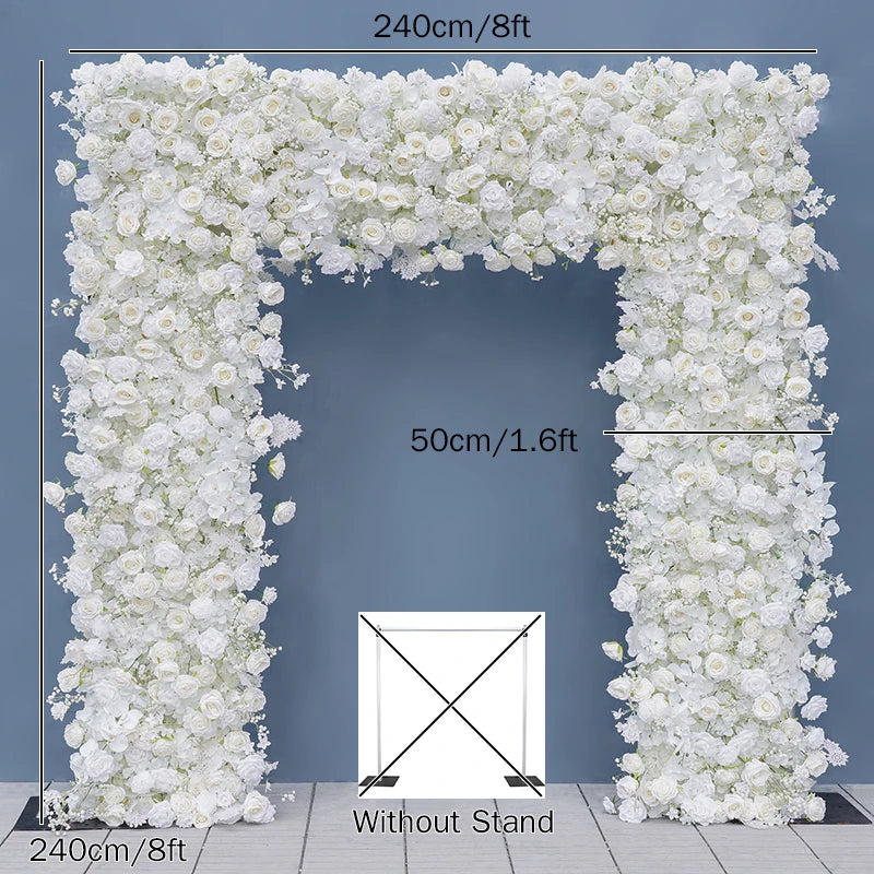 arche décorative mariage fleurs artificielles blanc rose clips chaînes extérieur classique événement anniversaire