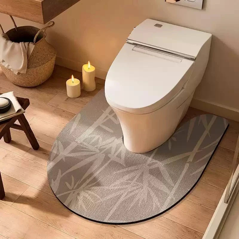 tapis toilette moderne gris beige noir motifs géométriques anti dérapant rapide absorbant