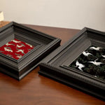 Cadre décoratif résine oiseaux blancs fond noir rouge branches vertes classique chambre maison