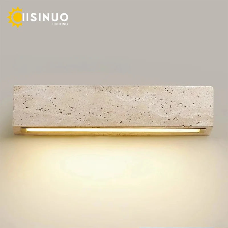applique murale led moderne travertin jaune texture marbrée ip65 6w 9w waterproof beige doré