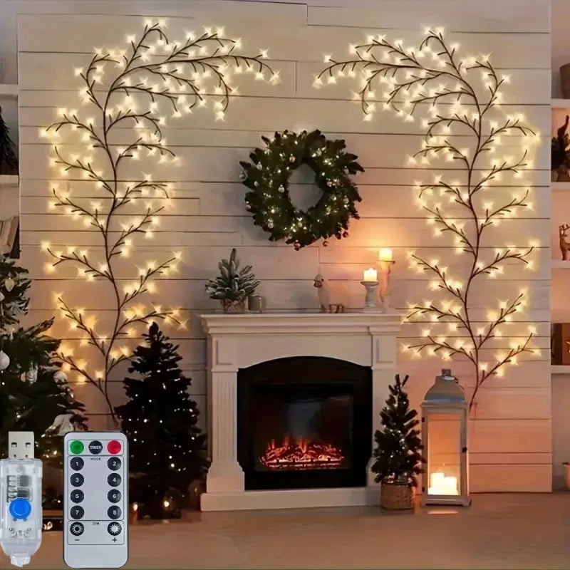 guirlande lumineuse branchettes noires lumières blanches modes contrôle moderne adhésif led