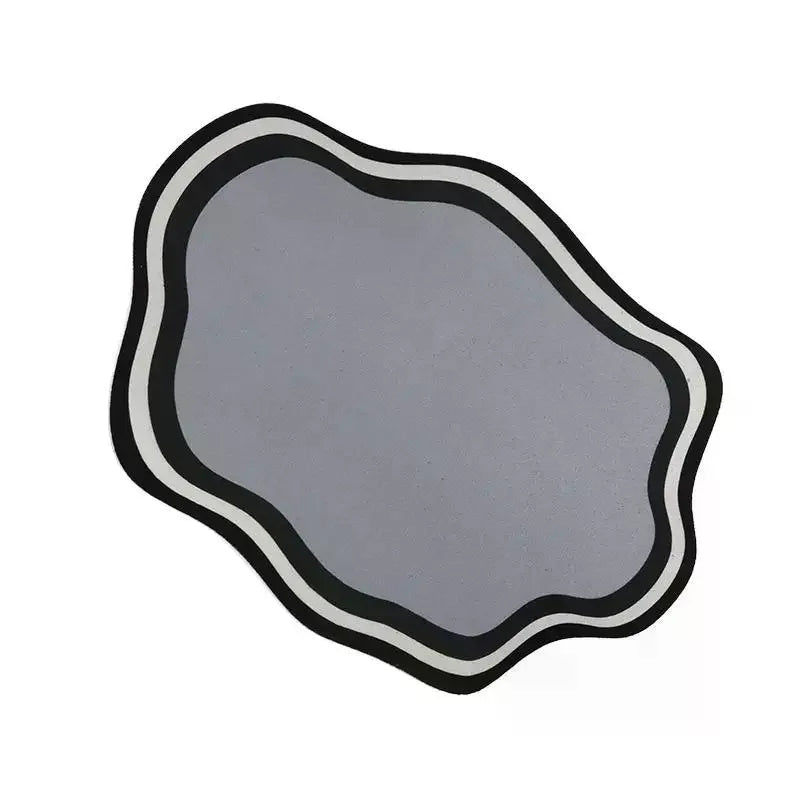 tapis absorbant moderne gris noir blanc chats chiens gamelles antibruit
