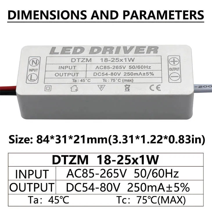 transformateur alimentation led 250ma 300ma 12v 24v 36v isolation stable électronique blanc connecteurs