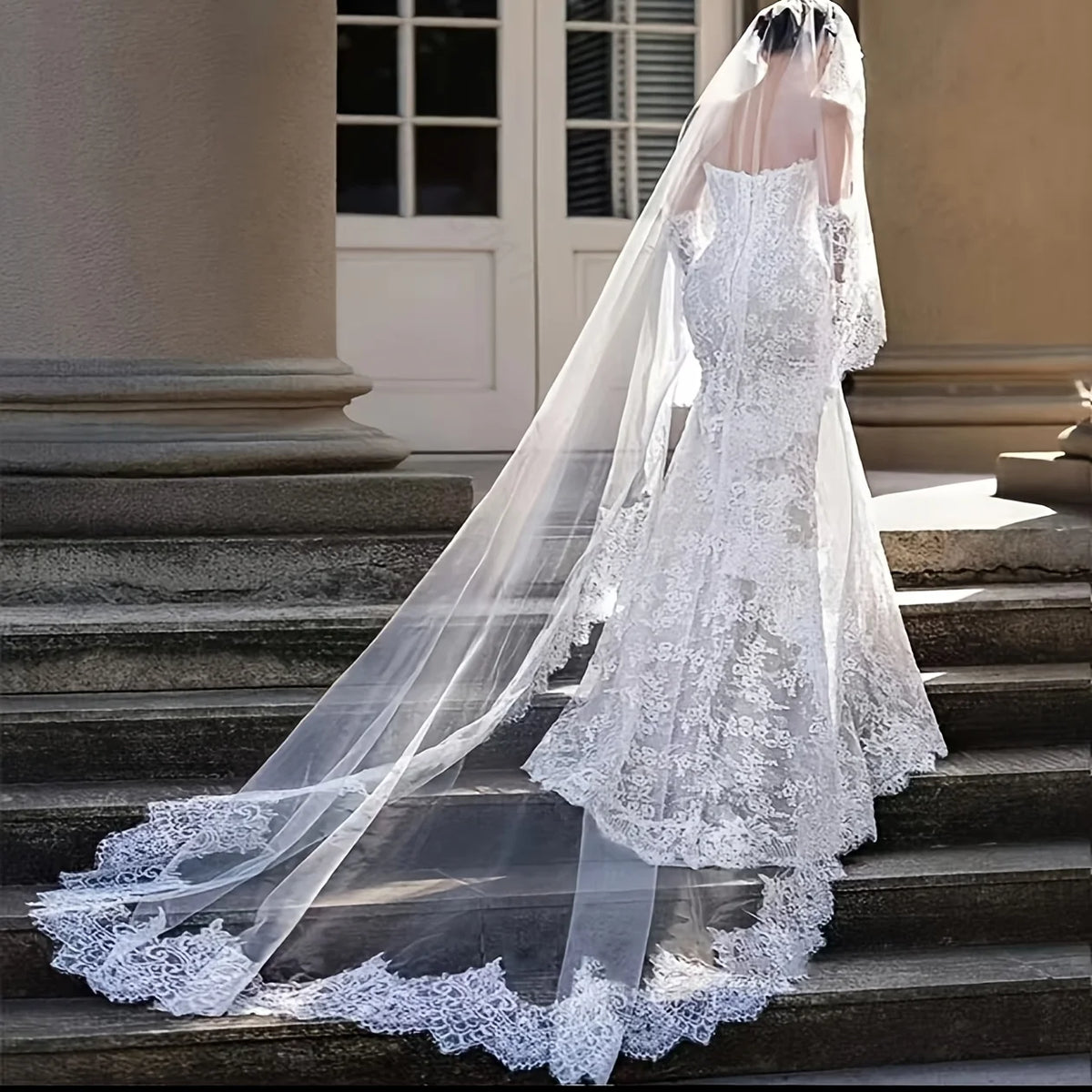 voile mariée dentelle polyester blanc élégant fixation inclusion voile opacité mariage femme