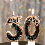 bougies anniversaire numériques or noir brillantes festives décoration pâtisserie chiffres strass transparent