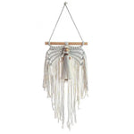 décoration murale macramé géométrique bohème franges suspendu tige bois ethnique artisanal triangles losanges