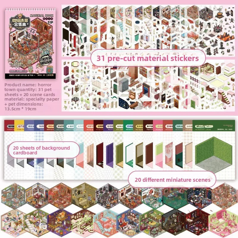sticker book miniature scenes spiral binding colorful animal stickers creative journal supplies kawaii numbered