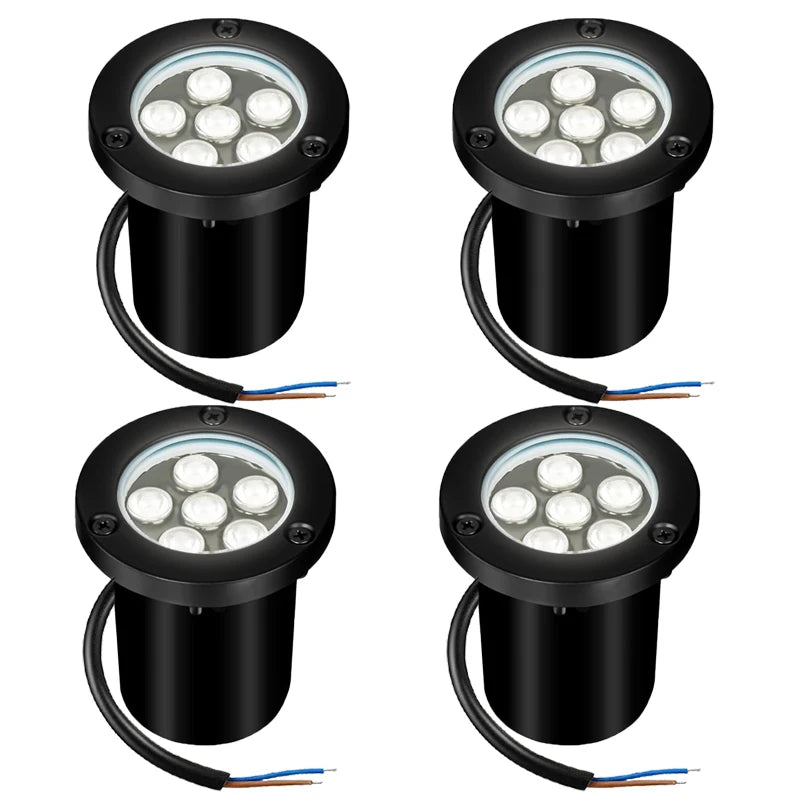 Spot LED noir moderne étanche IP68 fixé vis extérieur 6W 85 265V