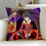 coussin anime sorcière rouge jaune noir illustration géométrique zip 45x45cm facile laver