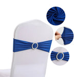 rubans décoratifs chaises mariage bleu vif blanc nœud boucle argentée opaques événementiels