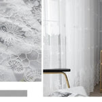 rideau brodé fleur blanc classique transparent chambre hospitalière moderne polyester