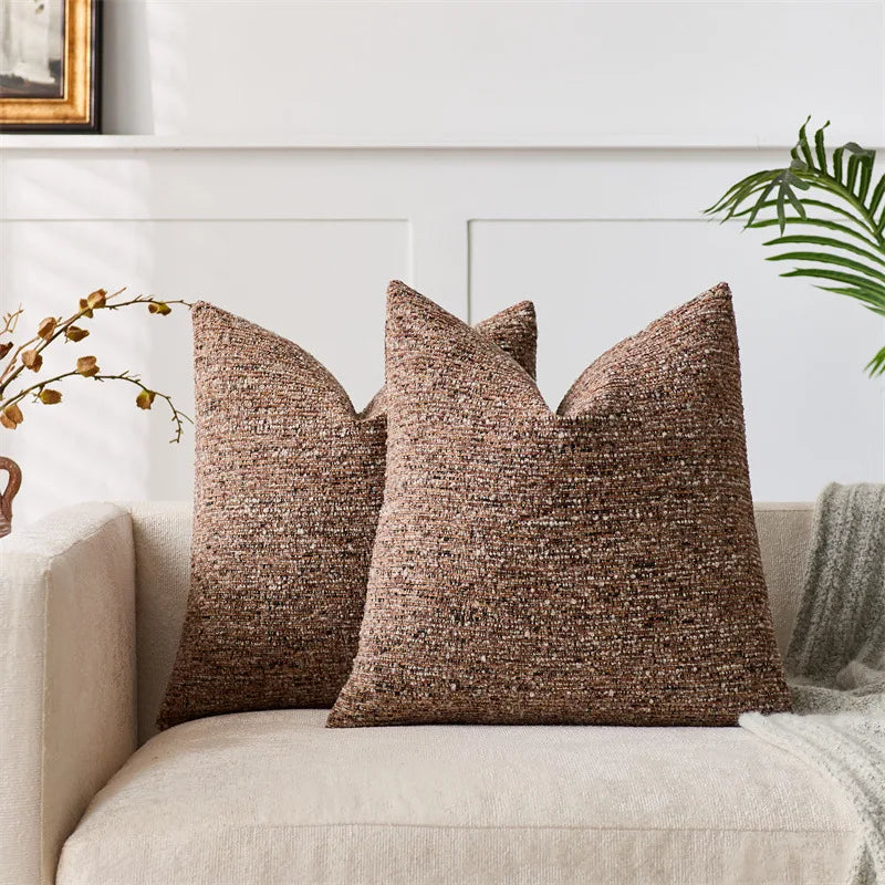 housse coussin carrée décorative texture tissée moderne canapé salon chambre couleur unie