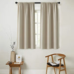 rideau moderne polyester uni beige clair opacité anneaux noirs lot grande taille cuisine