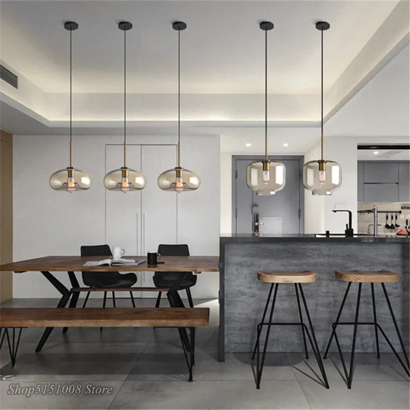 suspension lumineuse moderne minimaliste transparent beige ampoule e27 câble noir 150cm 10cm diamètre flux