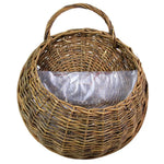 panier suspendu tressé rotin marron clair brun foncé gris rustique naturel crochets