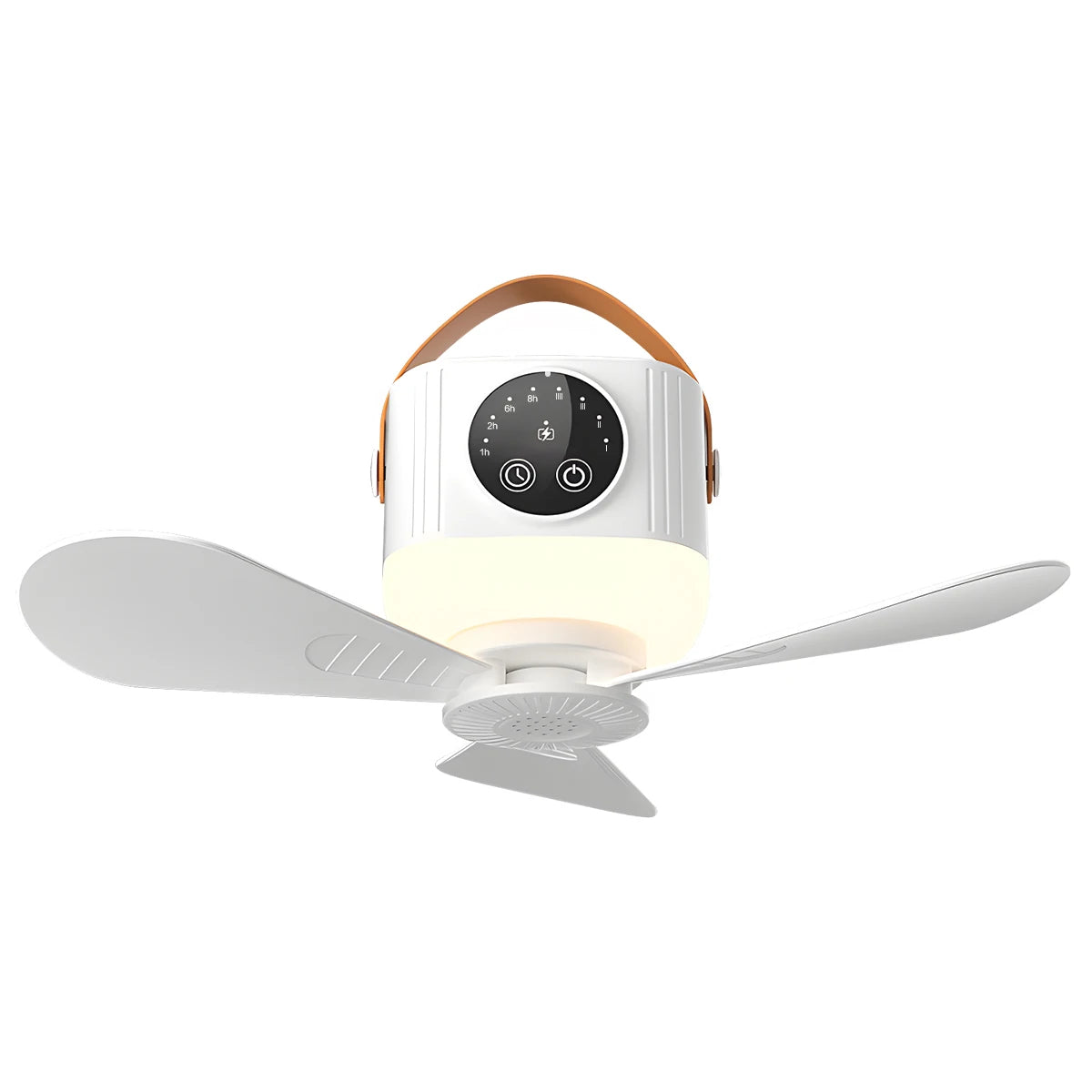 ventilateur plafonnier blanc moderne rechargeable lumière led télécommande camping chambre coucher